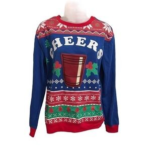 Cheers Holiday Christmas Sweatshirt Size L